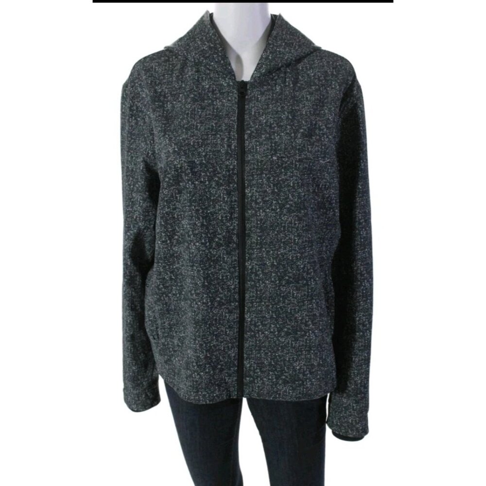 Outdoor Voices Womens Textured Full Zip Hooded Jacket Black Size Medium